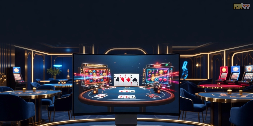 Hình minh họa khái niệm top casino rr99 với giao diện hiện đại và trò chơi đa dạng.