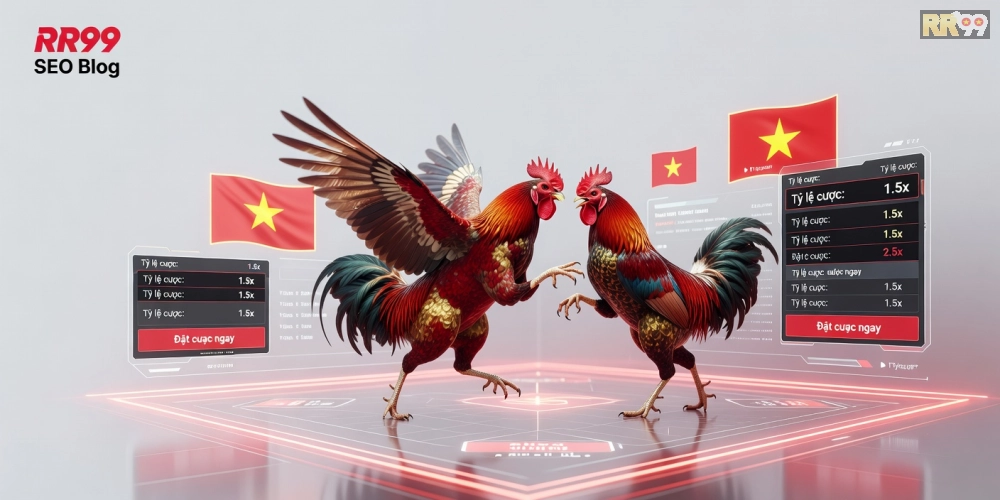 Hình minh họa khái niệm đá gà chọi rr99 với giao diện trực tuyến hiện đại