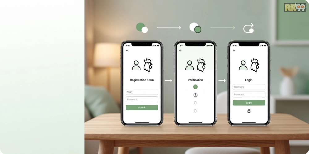 Caption hướng dẫn từng bước đăng ký tài khoản đá gà online với giao diện đơn giản