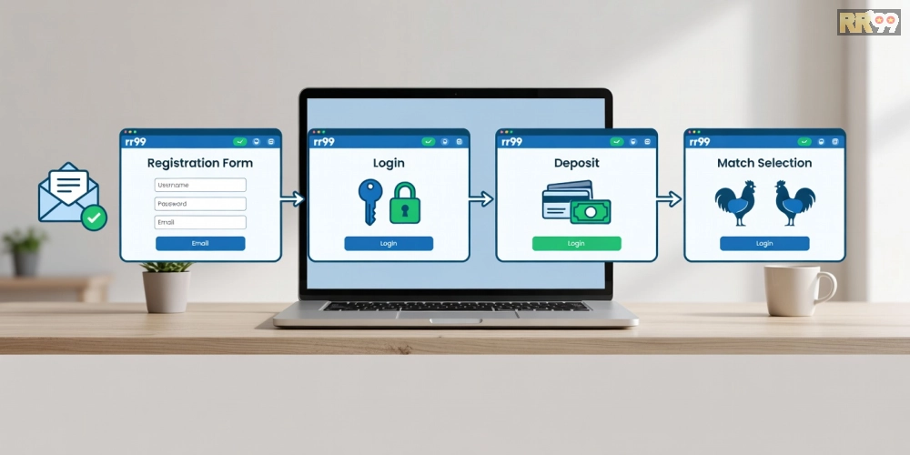 Caption hướng dẫn từng bước đăng ký và sử dụng rr99 xem đá gà trực tuyến