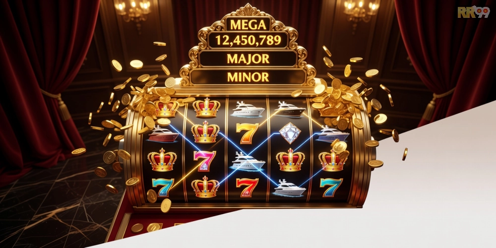 Giao diện game Mega Fortune trên RR99 với jackpot khổng lồ đang tích lũy