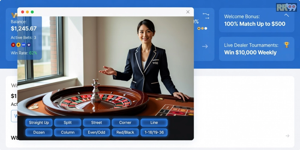 Đánh giá chi tiết nền tảng W88 với trực tiếp casino rr99